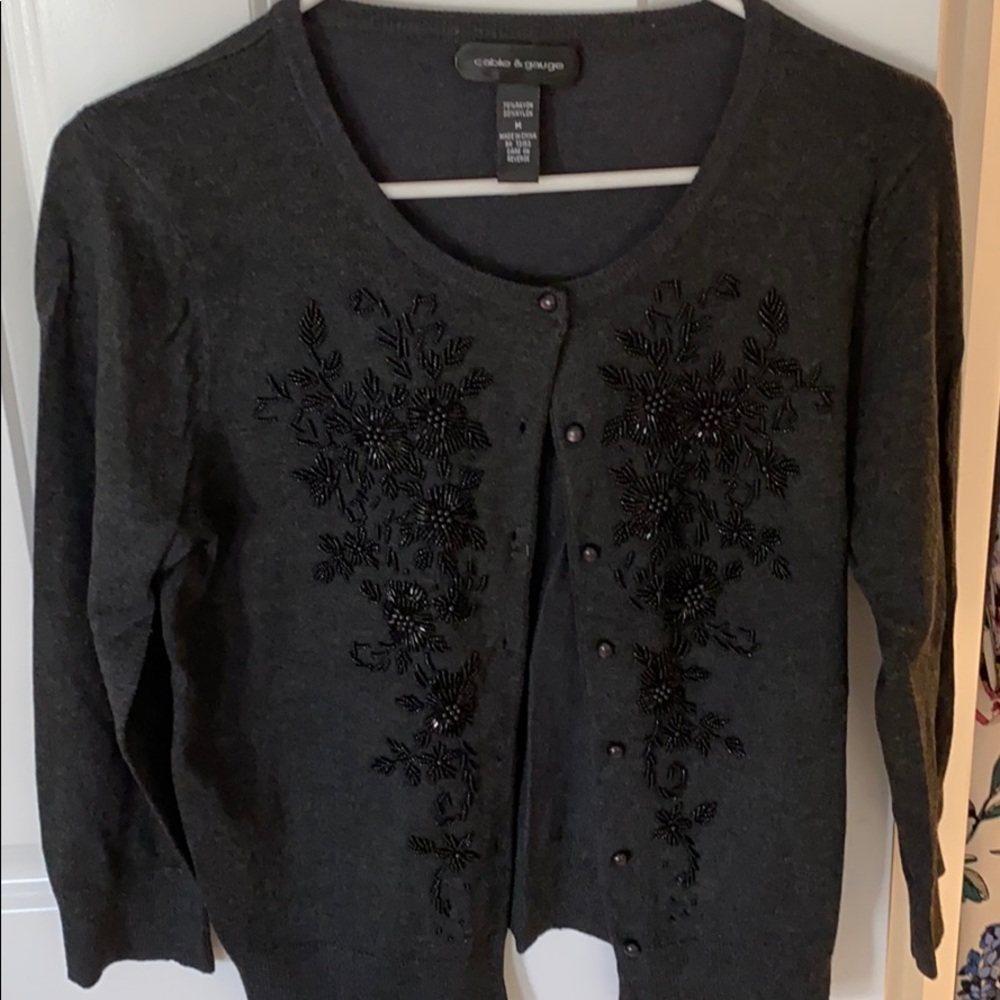Dressy black cardigan with bead detail